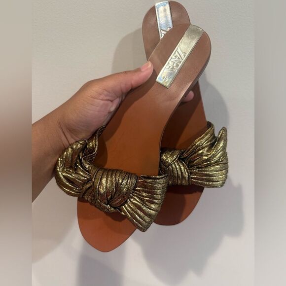 Zara Metallic Gold Women's Sandals - Picture 7 of 9
